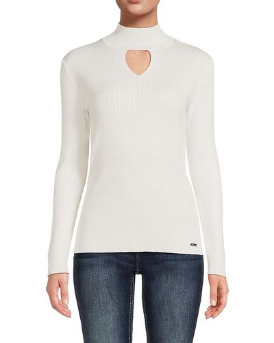 Calvin Klein Cut Out Ribbed Top - White