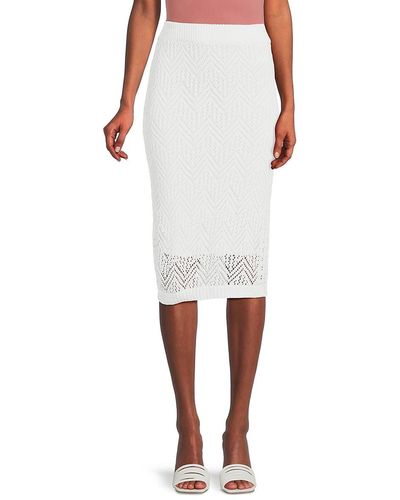 Donna Karan Crochet Midi Pencil Skirt - White