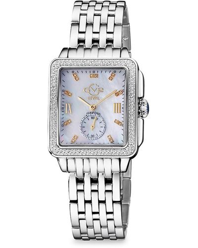Gv2 Bari 34Mm Stainless Steel, Mother-Of-Pearl & Diamond Bracelet Watch - White