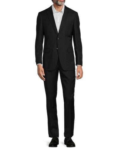 Class Roberto Cavalli Slim Fit Super 120S Wool Suit - Black
