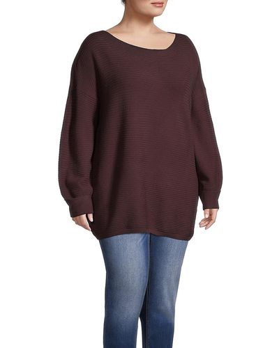 French Connection Plus Babysoft Rib-knit Dropped-shoulder Pullover - Purple