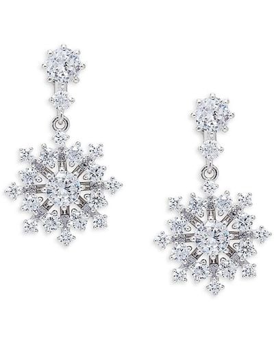 Adriana Orsini Rhodium Plated & Cubic Zirconia Snowflake Drop Earrings - Metallic