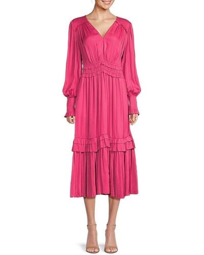 Tahari Ruffle Midi Dress - Pink