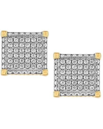 Esquire 18k Goldplated Sterling Silver & Cubic Zirconia Stud Earrings - White