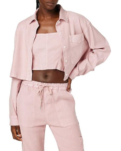Hudson Jeans Drop Shoulder Oversized Shirt - Pink