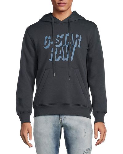 G-Star RAW Retro Shadow Logo Hoodie - Blue