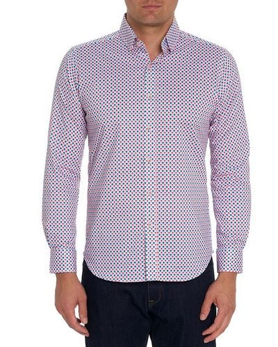 Robert Graham Bellview Satin Button-up Shirt - Purple