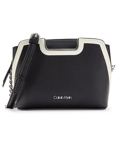 Calvin Klein Finley Faux Leather Crossbody Bag - Black