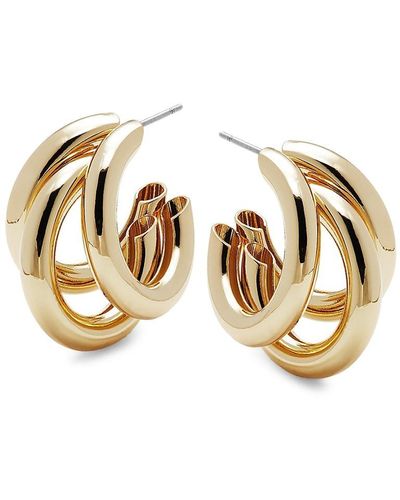 Ava & Aiden 24k Goldplated Half Hoop Earrings - Metallic