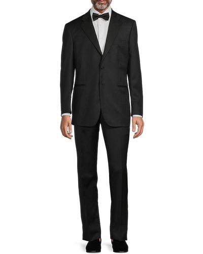 Saks Fifth Avenue Classic Fit Herringbone Wool Suit - Black