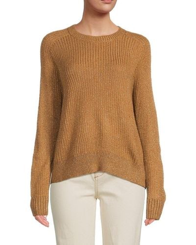 Calvin Klein Metallic Knit Sweater - Brown