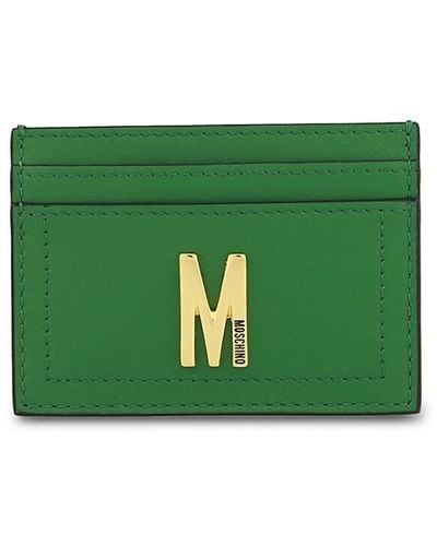 Moschino Logo Leather Card Holder - Green