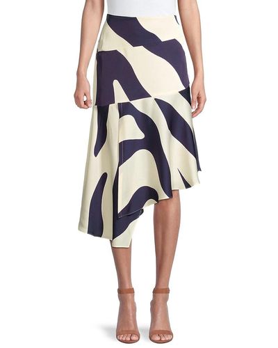 MILLY Zebra-Print Cascade Skirt - Blue