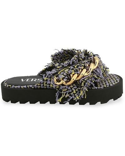 Versace Chain Tweed Platform Sandals - Black