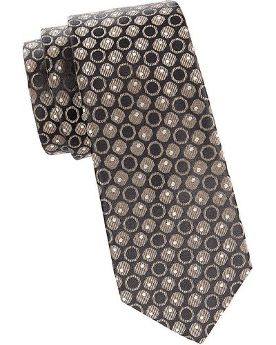 Canali Medallion Silk Jacquard Tie - Black