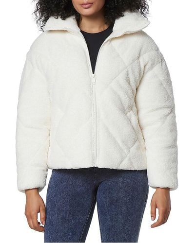 Andrew Marc Faux Fur Super Puffer Jacket - White
