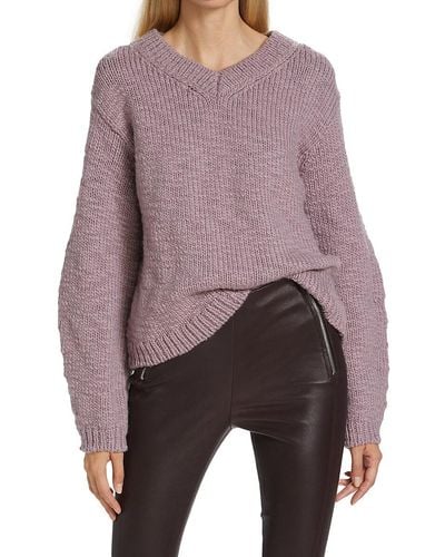 Helmut Lang Slub V Neck Sweater - Purple