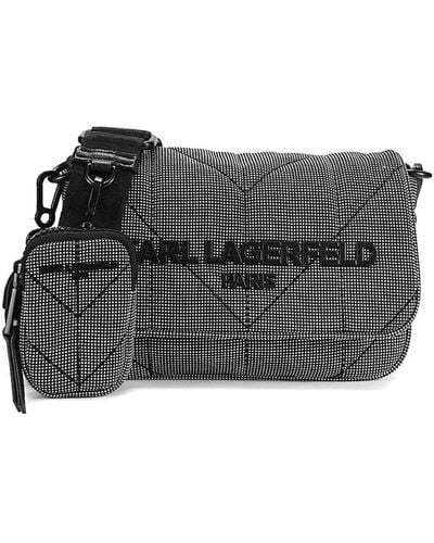 Karl Lagerfeld Logo Pattern Crossbody Bag - Black