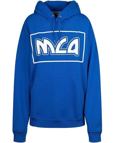 McQ Metal Logo Relaxed Fit Pullover Hoodie - Blue