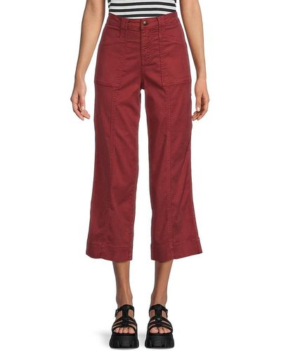 Joie Violette Utility High Rise Cropped Jeans - Red