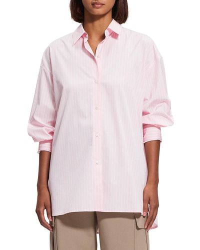 Theory Oversized Striped Button Down Shirt - White