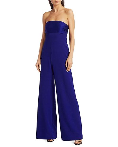 MILLY Cady Brooke Strapless Jumpsuit - Blue
