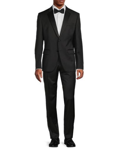 BOSS Slim Fit Virgin Wool Solid Suit - Black