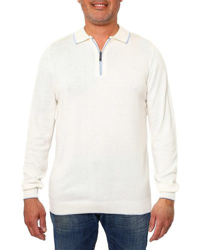 VELLAPAIS Quarter Zip Tipped Polo Sweater - Black