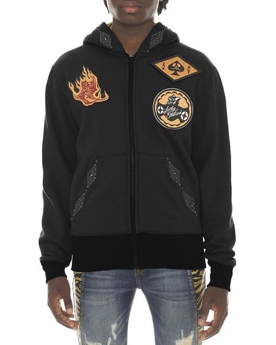 Cult Of Individuality Embroidered Zip Up Hoodie - Black