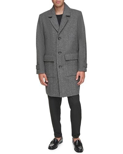 Andrew Marc Gondet Melton Wool Blend Overcoat - Gray