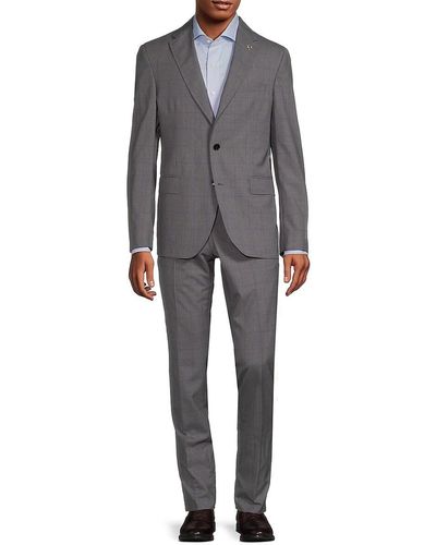 Ted Baker Roger Plaid Wool Suit - Grey