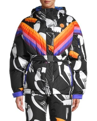 FARM Rio Graphic Toucans Ski Puffer Jacket - Gray