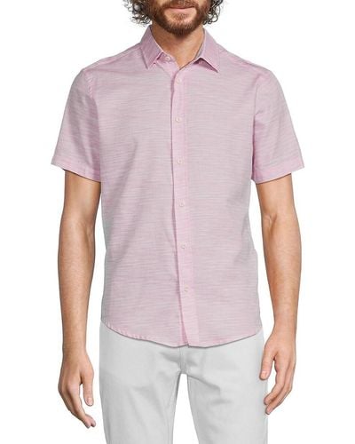 Report Collection Heathered Short Sleeve Shirt - Purple