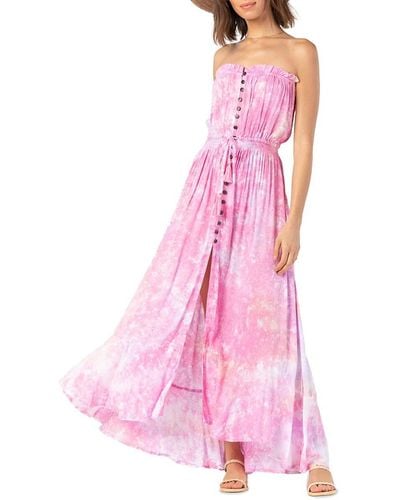 Tiare Hawaii Ryden Strapless Tie Dye Cover Up Dress - Pink