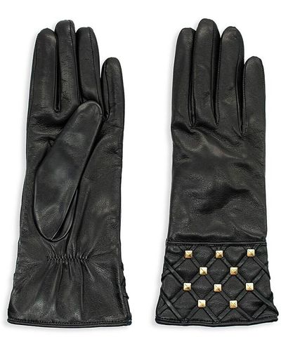 Portolano Studded Leather Gloves - Black