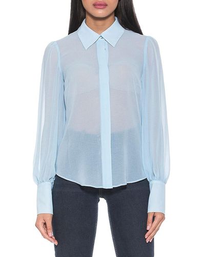 Alexia Admor Zayn Floral Button Up Top - Blue