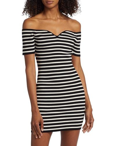 Ba&sh Oleane Striped Off Shoulder Mini Dress - Black