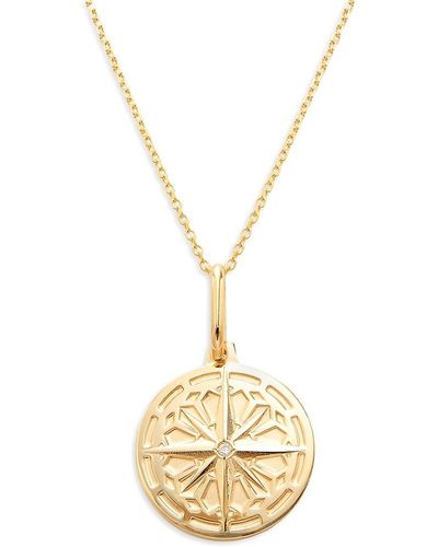 Saks Fifth Avenue 14k Yellow Gold & 0.03 Tcw Diamond North Star Talisman Pendant Necklace - Metallic