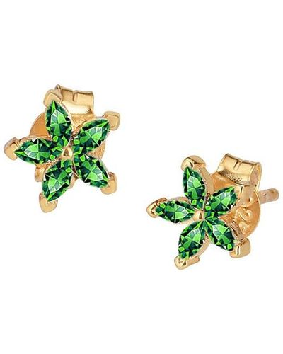 Gabi Rielle 14K Vermeil, Sterling & Crystal Emerald Flower Studs - Green