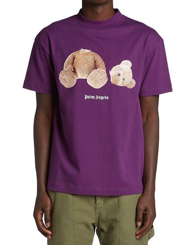 Palm Angels Bear Crewneck T Shirt - Purple