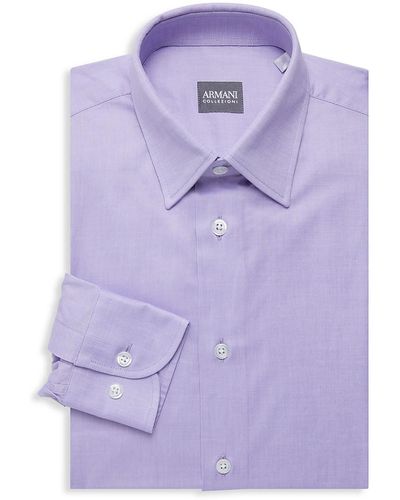 Armani Slim Fit Solid Dress Shirt - Purple