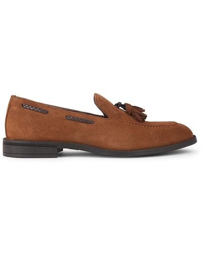 VELLAPAIS Leather Tassle Loafers - Brown