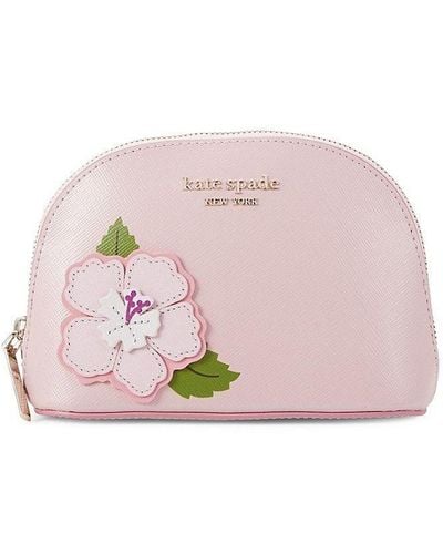 Kate Spade Logo Leather Cosmetic Pouch - Pink
