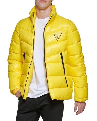 Guess Logo Puffer Jacket - Yellow