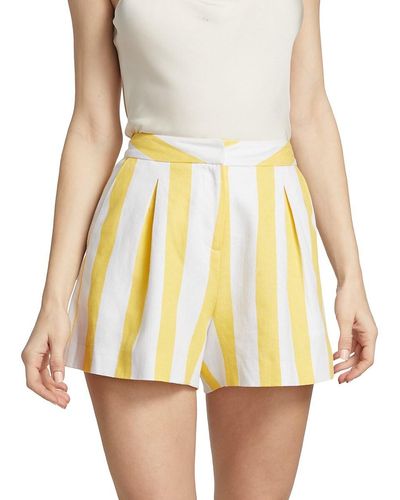 L'Agence Vittoria Striped High-waisted Shorts - White