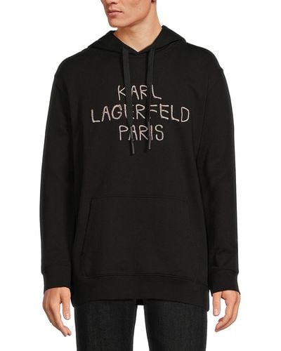 Karl Lagerfeld Embroidered Logo Hoodie - Black