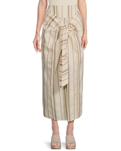 Brunello Cucinelli Striped Linen Blend Maxi Skirt - Natural