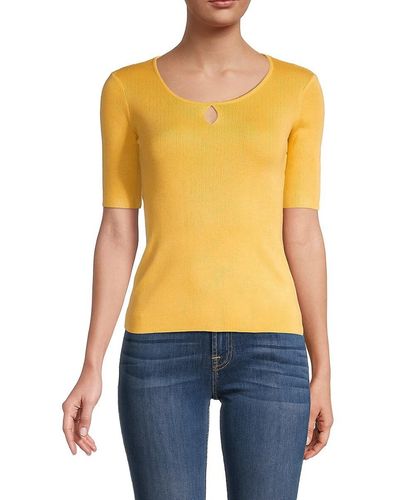 Catherine Malandrino Keyhole Ribbed Top - Blue