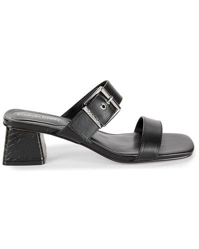 Calvin Klein Caverie Faux Leather Buckle Sandals - Black