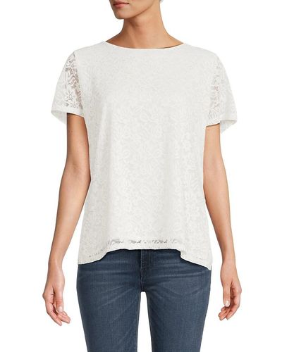 Tommy Hilfiger Short Sleeve Lace Top - White